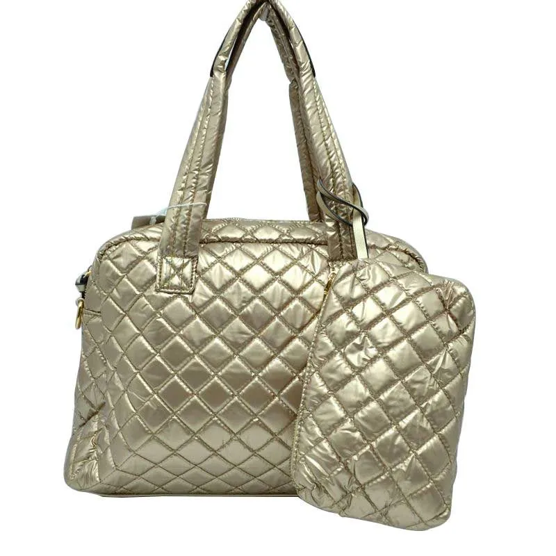 2 N 1 Large Quilted Tote Bag With Pouch