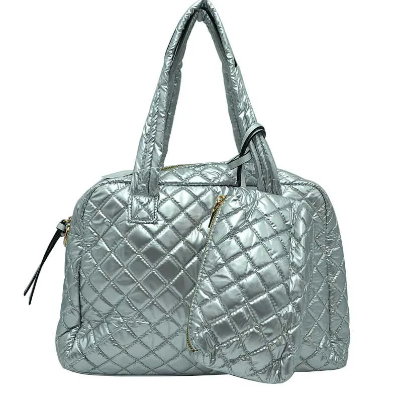 2 N 1 Large Quilted Tote Bag With Pouch