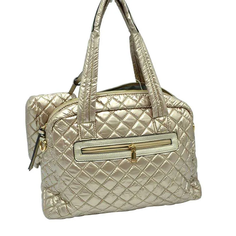 2 N 1 Large Quilted Tote Bag With Pouch