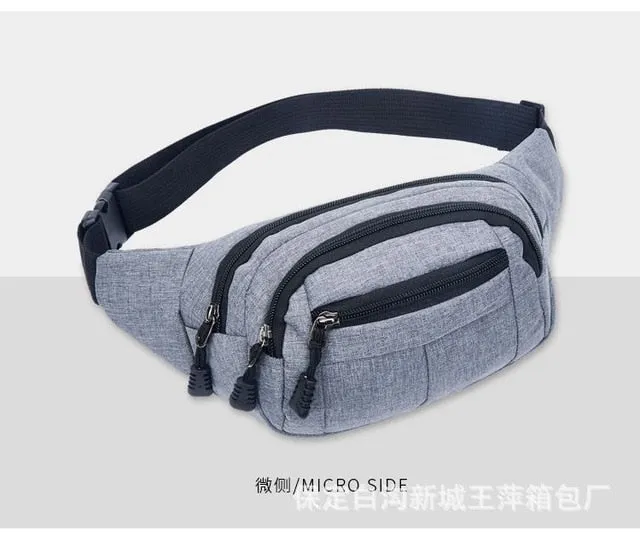 3 pocket Unisex Casual Travel Bum Bag Fanny Waist Pack Zipped Outdoor Sports Shoulder Bag Cellphone Chest Hip Pack