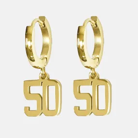 50 Number Earring - Gold Plated Stainless Steel