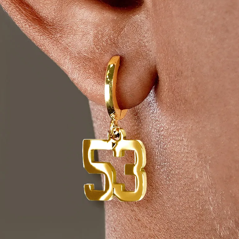 53 Number Earring - Gold Plated Stainless Steel