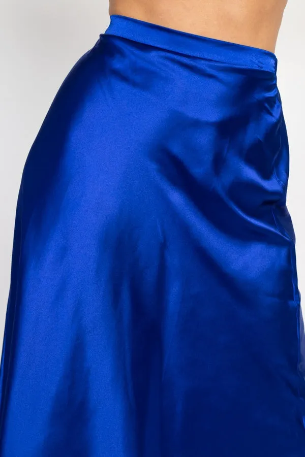 A-line Satin Midi Skirt