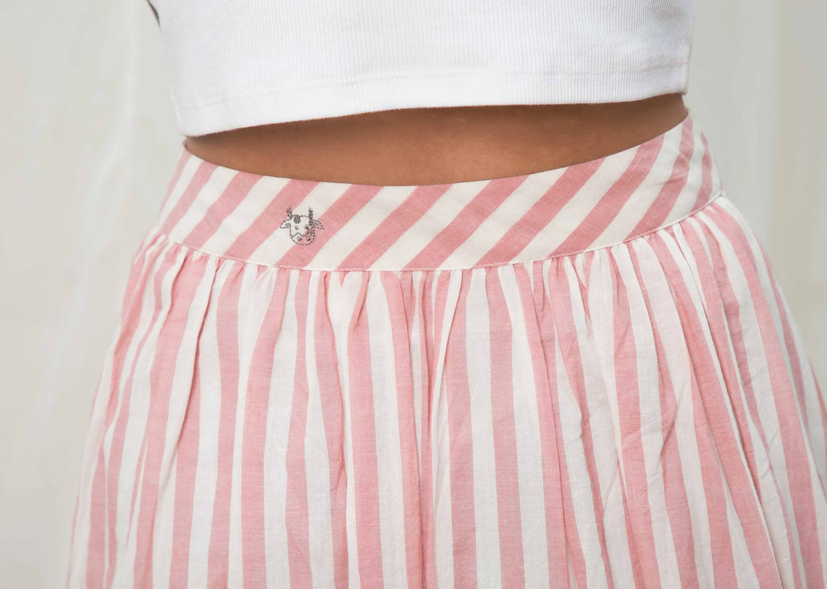 A-line Stripe Skirt - Pink