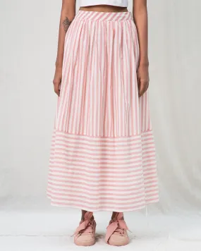 A-line Stripe Skirt - Pink