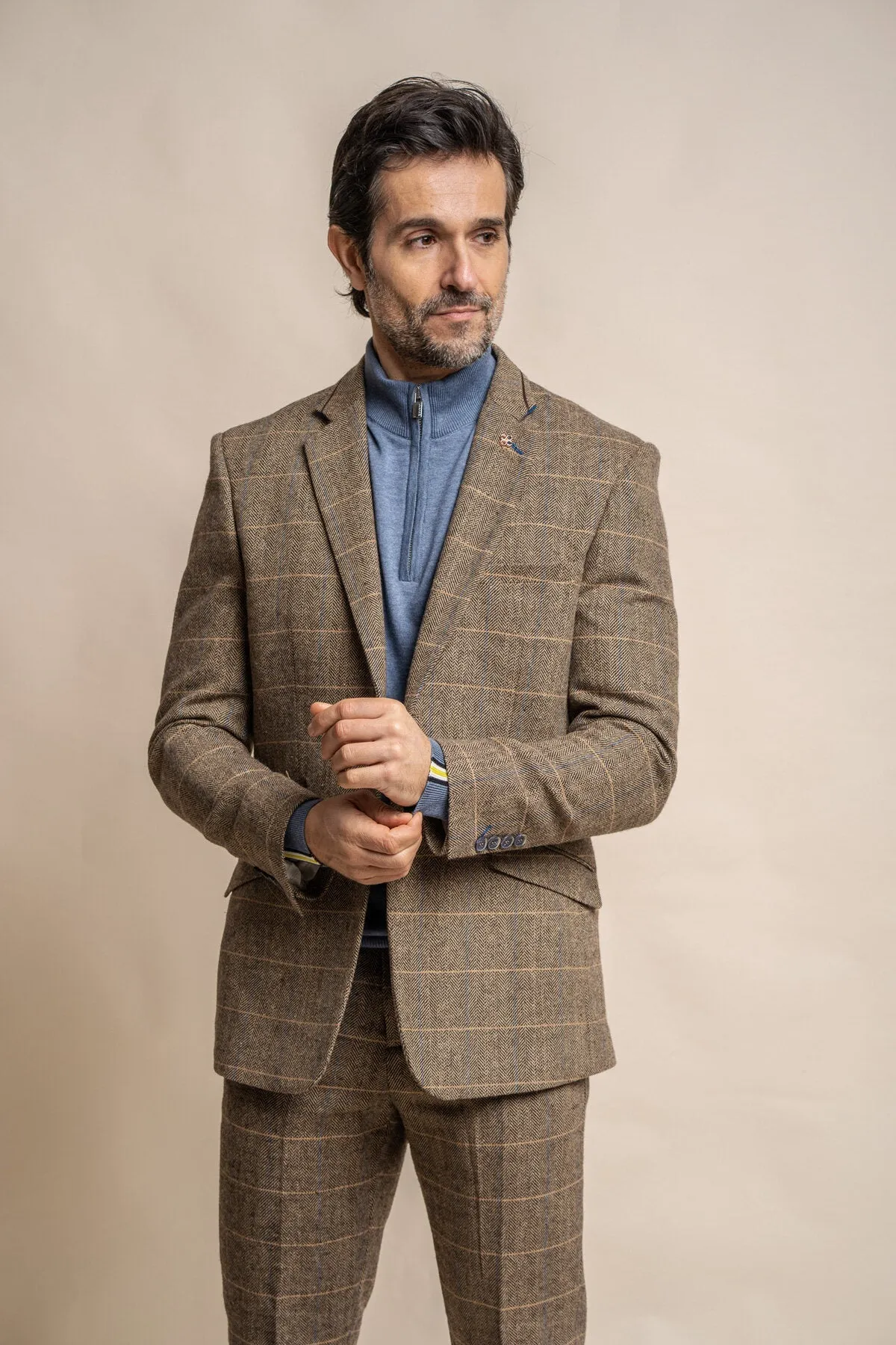 Albert Brown Tweed 2 Piece Wedding Suit