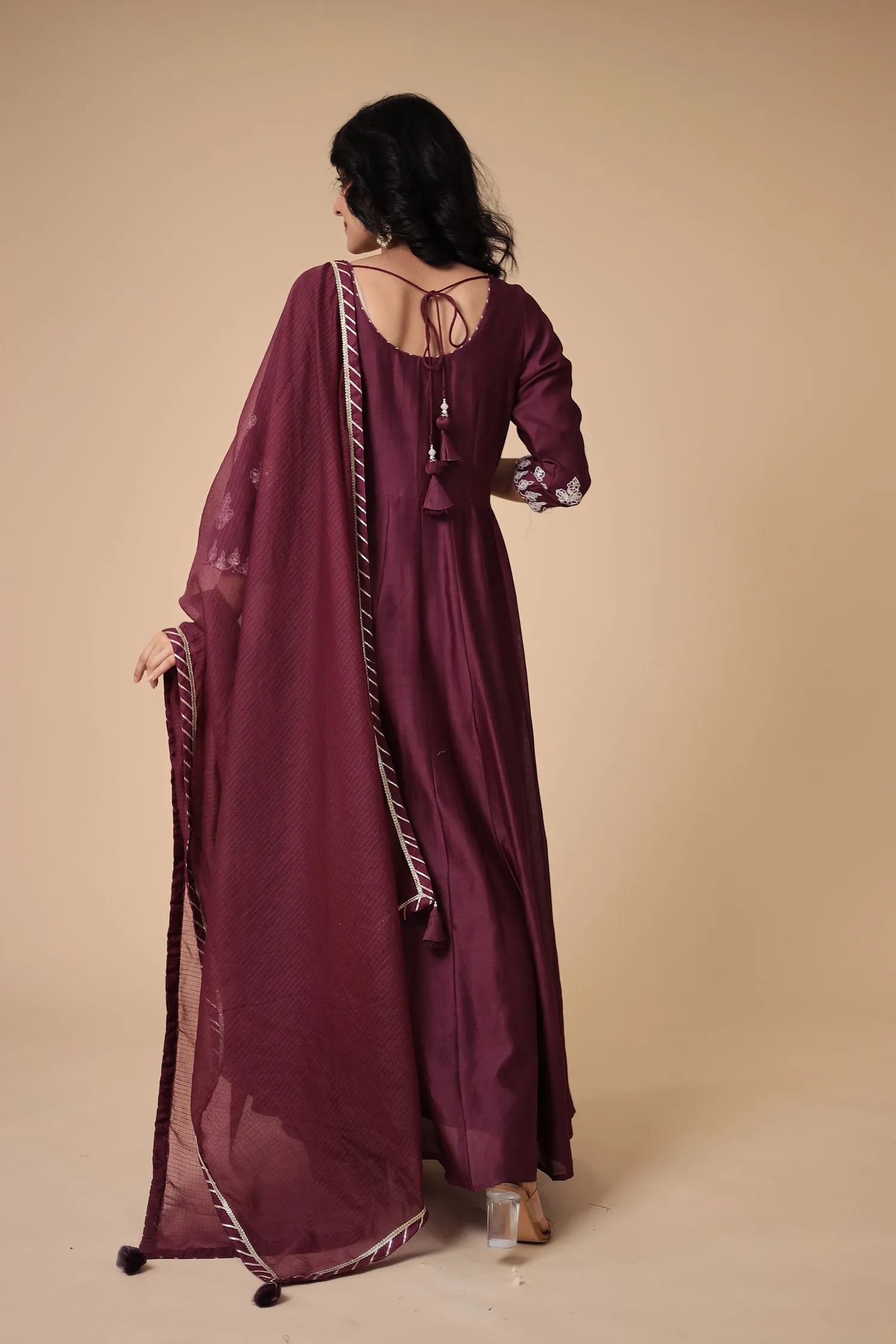 Anarkali Chanderi Silk Suit with Embroidered work