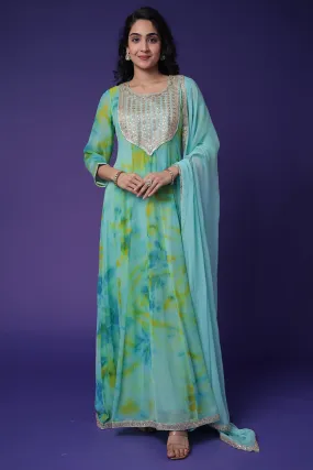 Anarkali Tie & Dye Georgette Suit Embroidered with Dori work