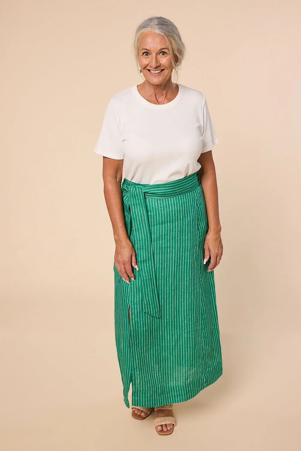 Anne Linen Skirt in Emerald City