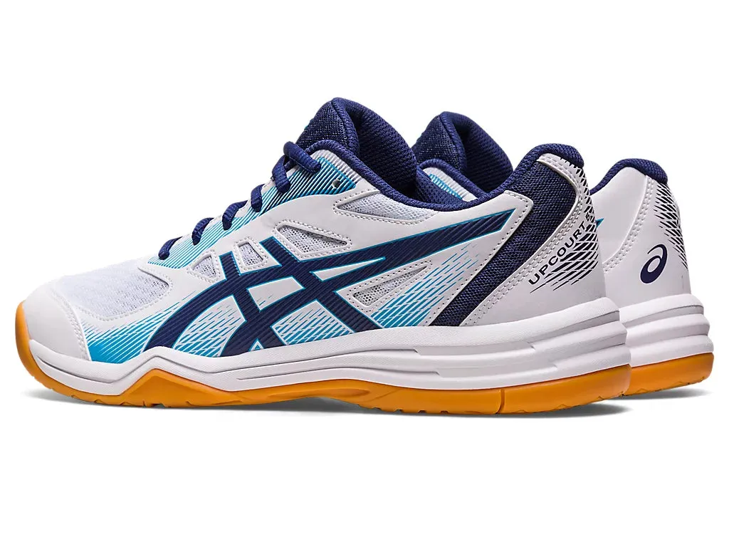 Asics Upcourt 5 Badminton Shoes - White/Indigo Blue