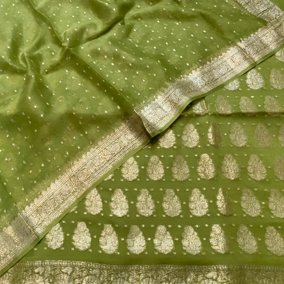 Banarasi Green Georgette Zari Weaves  Suits