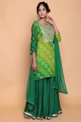 Bandhej Georgette Suit with Gota Patti work.