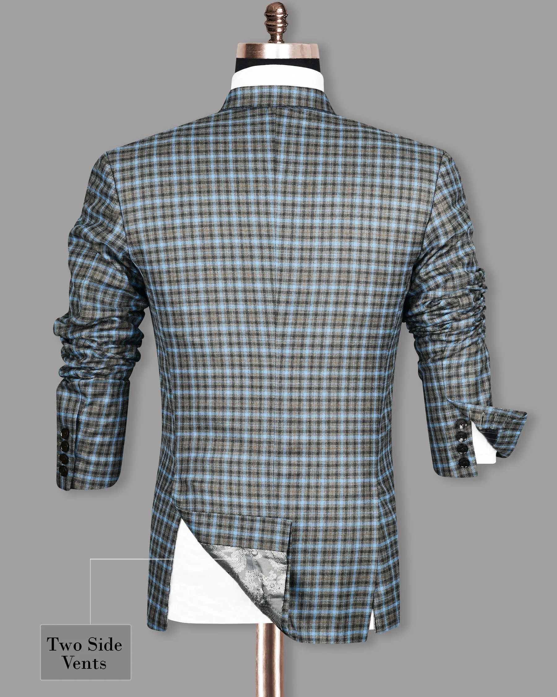 Bandicoot Gray micro Checked Double Breasted Suit