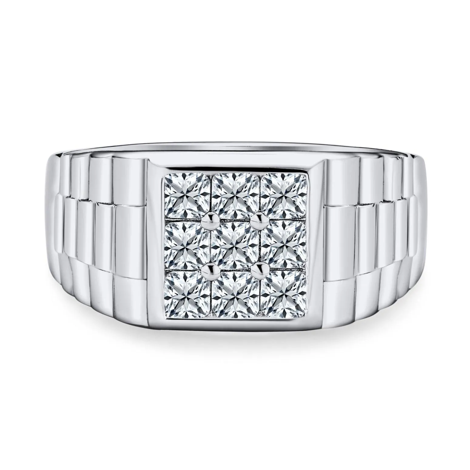 Big Mens Square AAA CZ Engagement Statement Ring .925 Sterling Silver