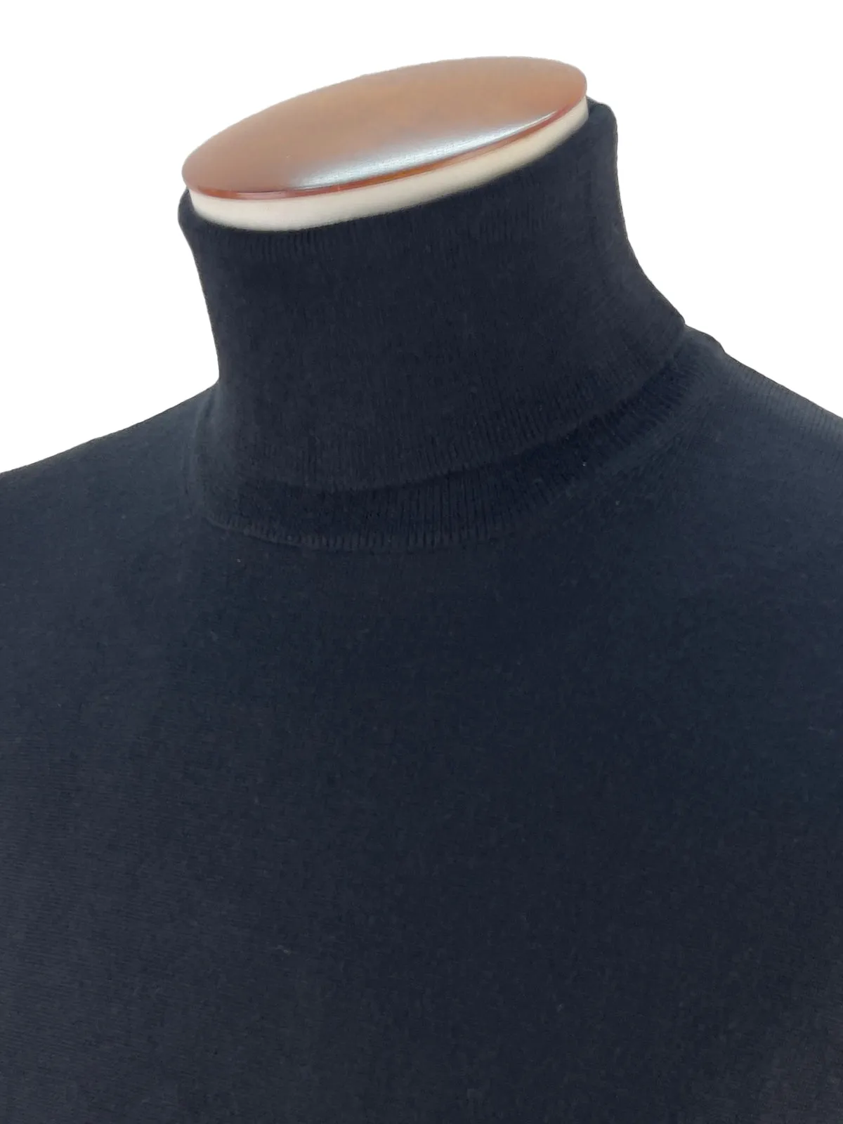 Black Merino Wool Rollneck Sweater