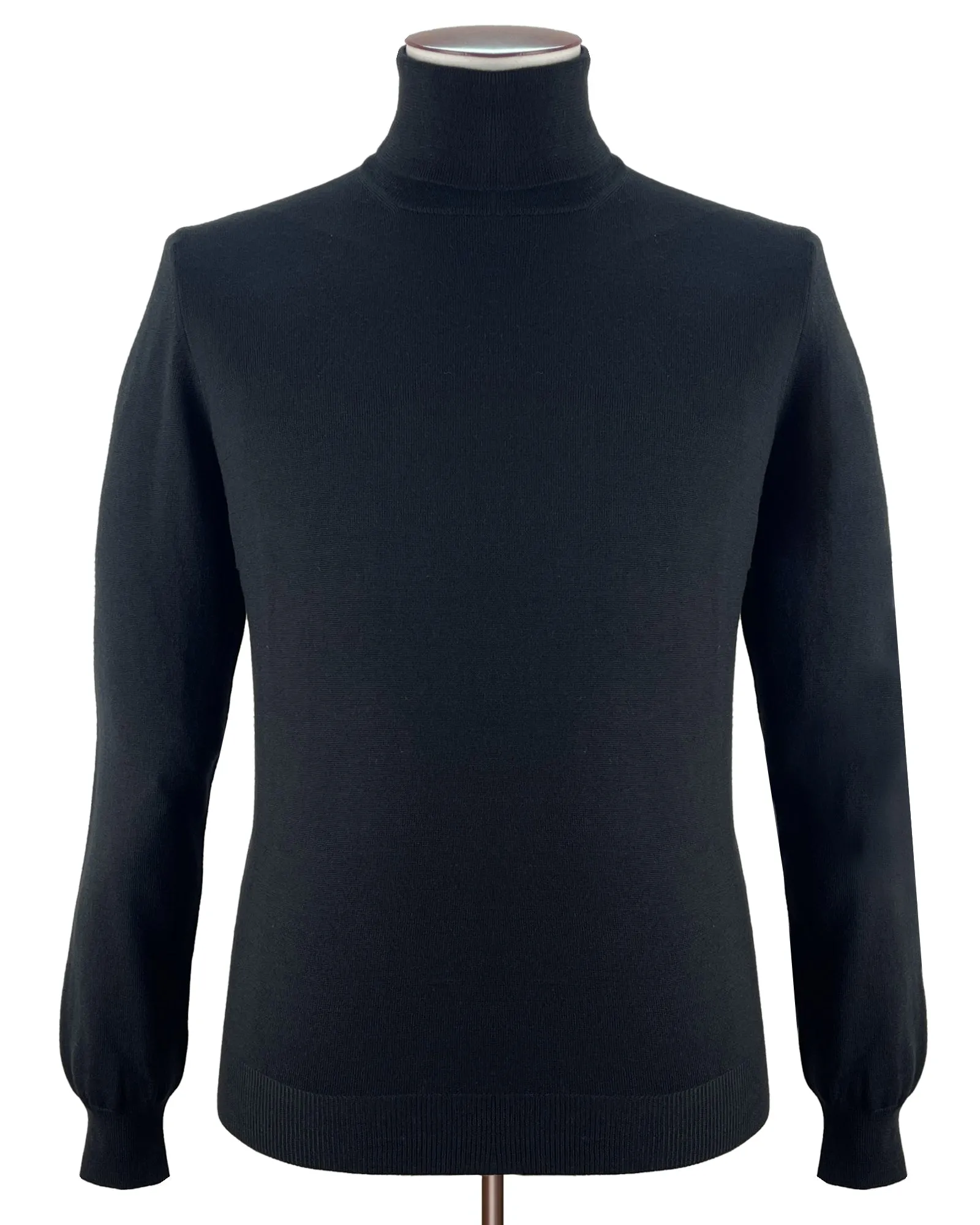 Black Merino Wool Rollneck Sweater