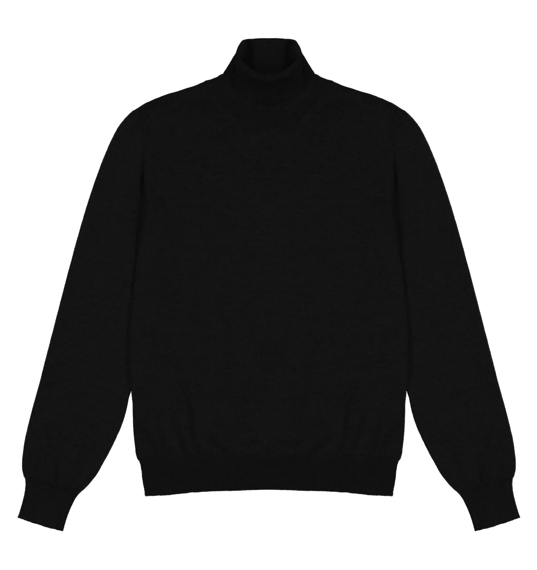 Black Merino Wool Rollneck Sweater