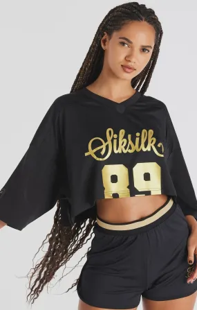 Black Retro Football Crop Jersey