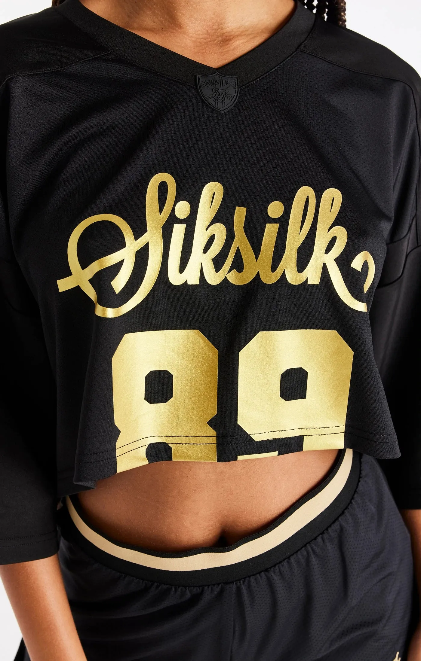 Black Retro Football Crop Jersey