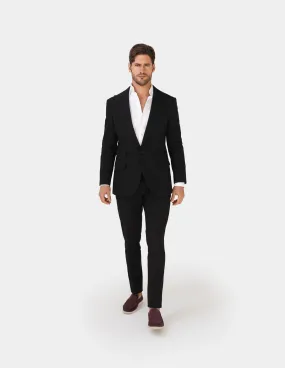 Black Wool Cashmere Single Breasted Suit