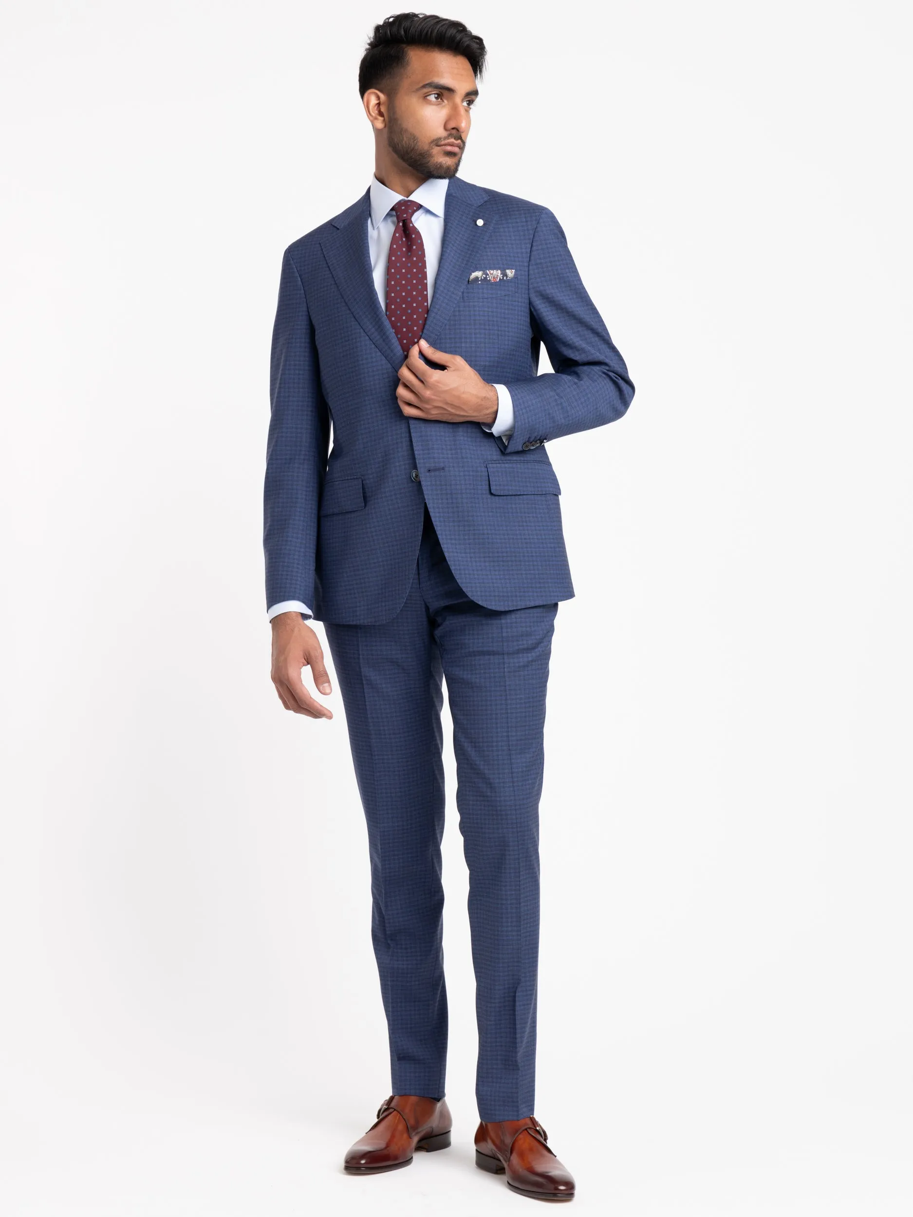 Blue Check Wool Suit