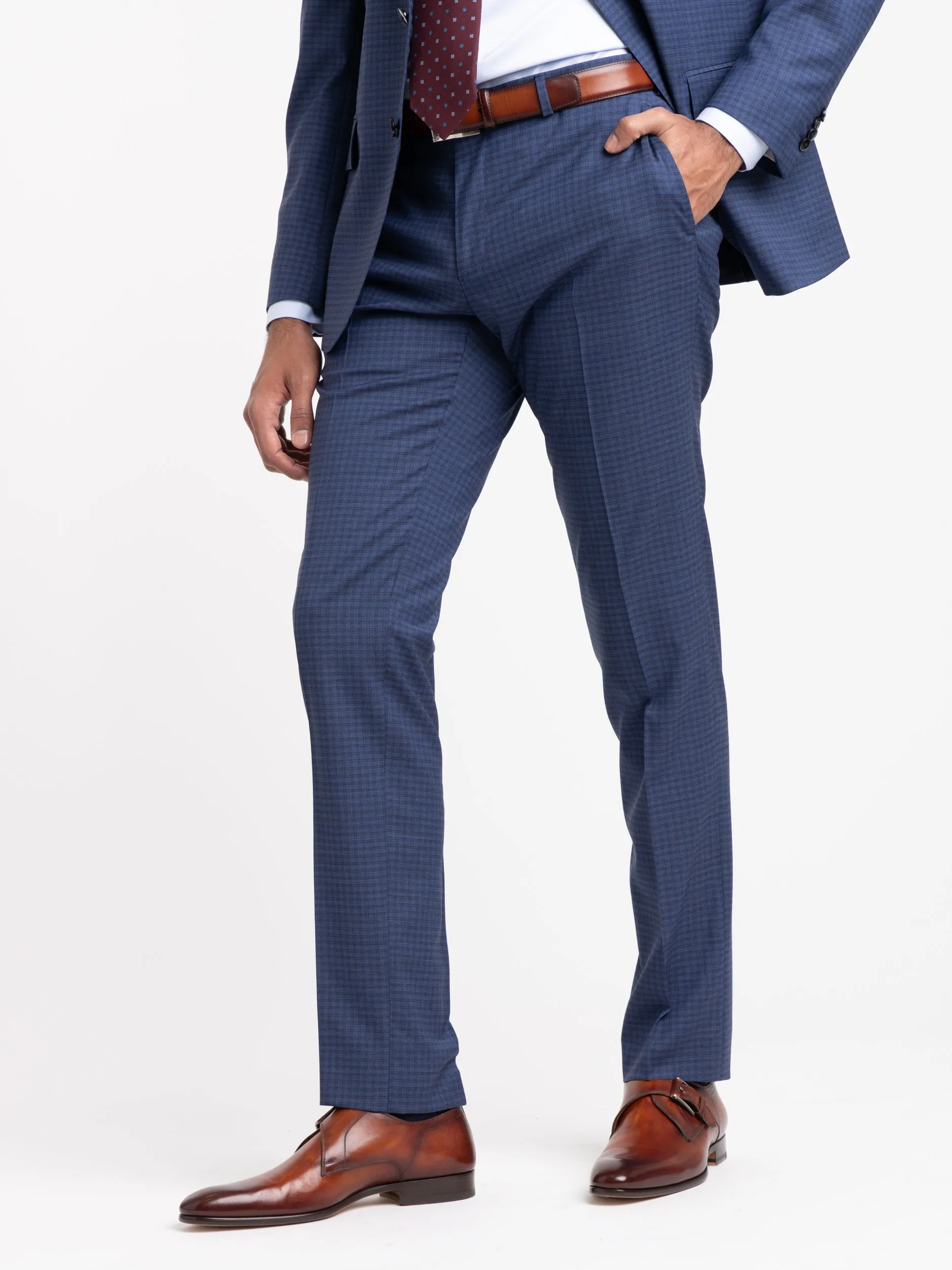 Blue Check Wool Suit