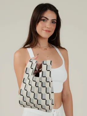 Checkered Knit Tote