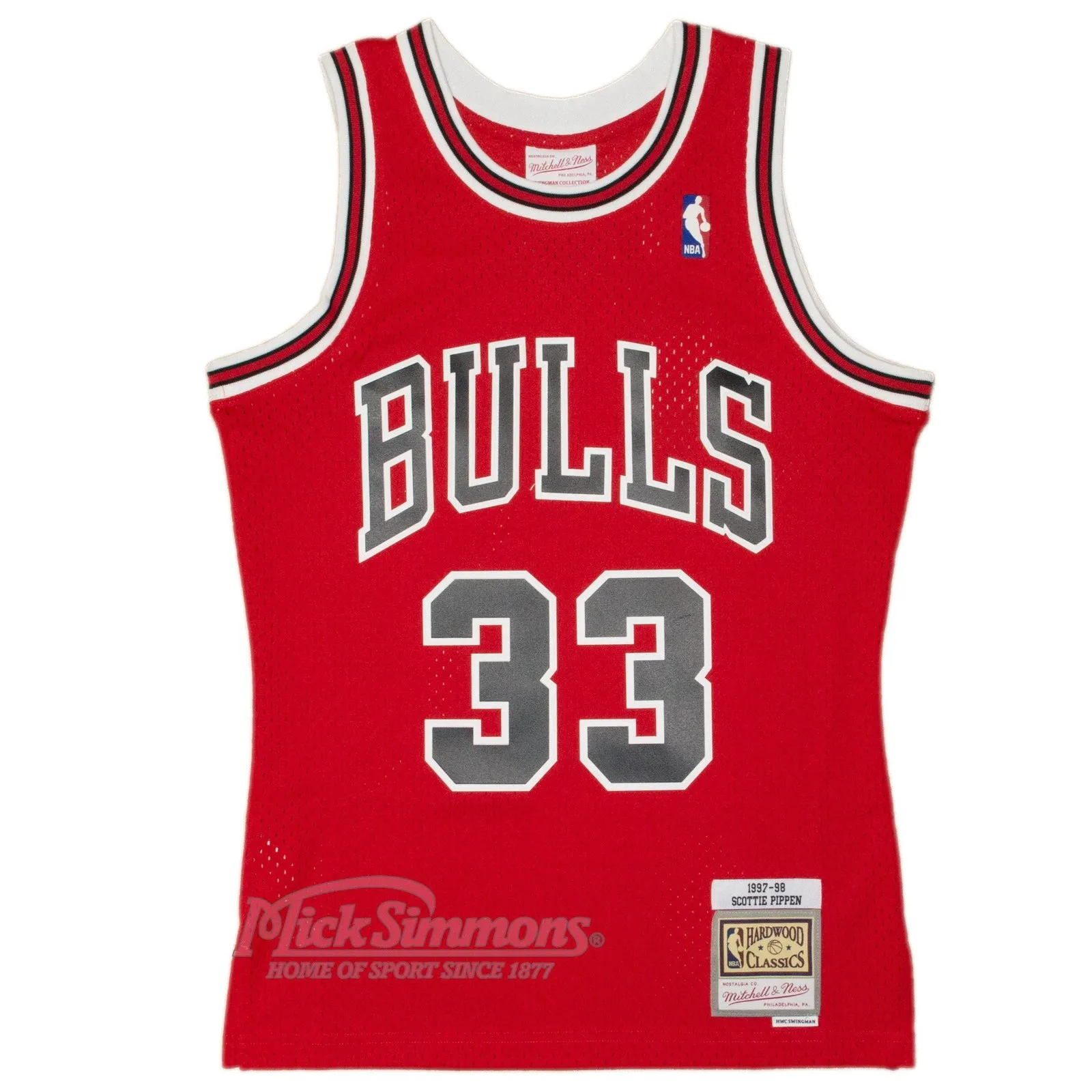 Chicago Bulls Scottie Pippen 33 Road 1997-98 NBA Hardwood Classics Swingman Jersey by Mitchell & Ness - Red