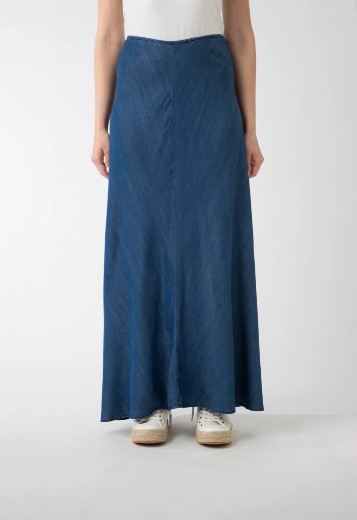 Circular Long Denim Skirt