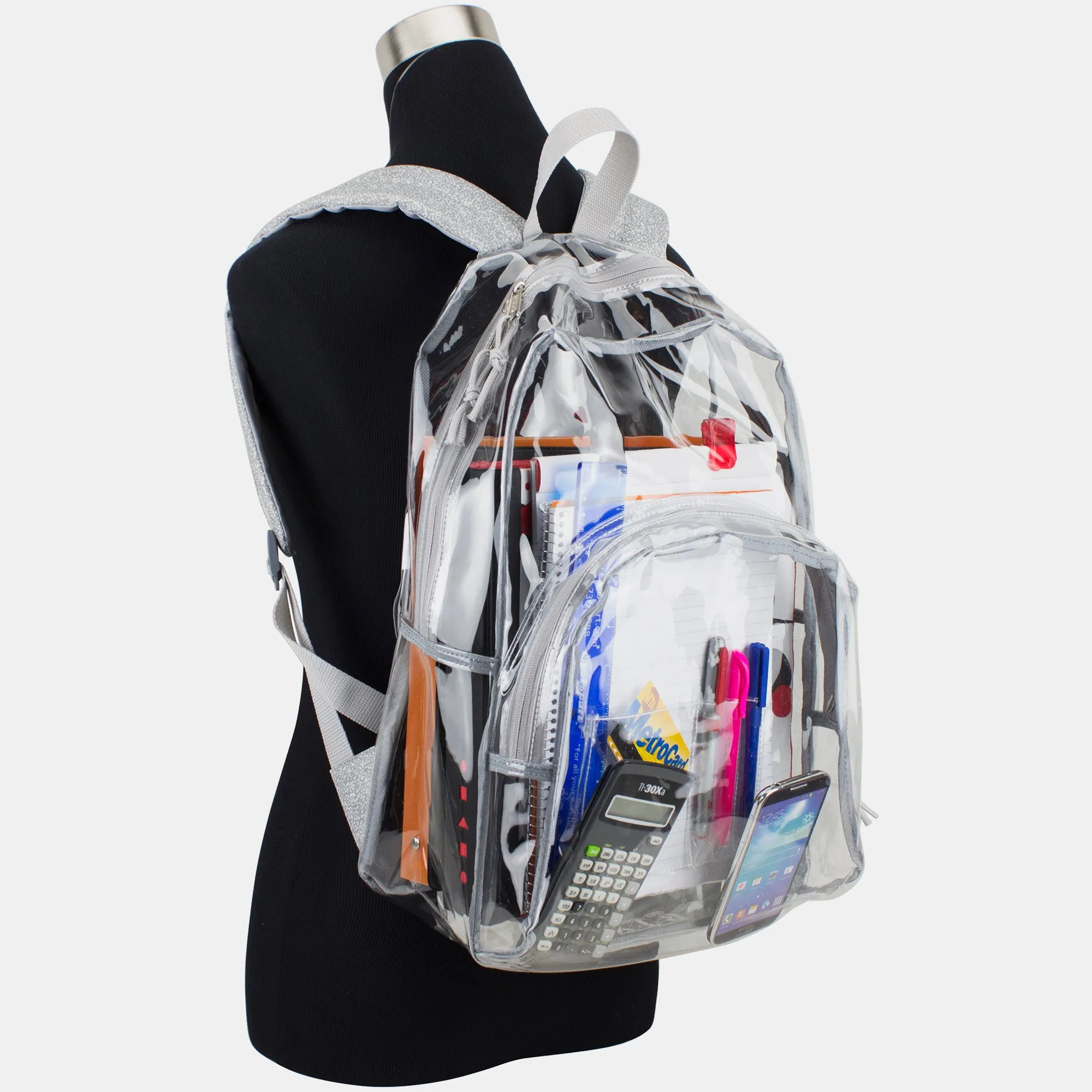 Clear Dome Backpack with Colorful Adjustable Padded Straps