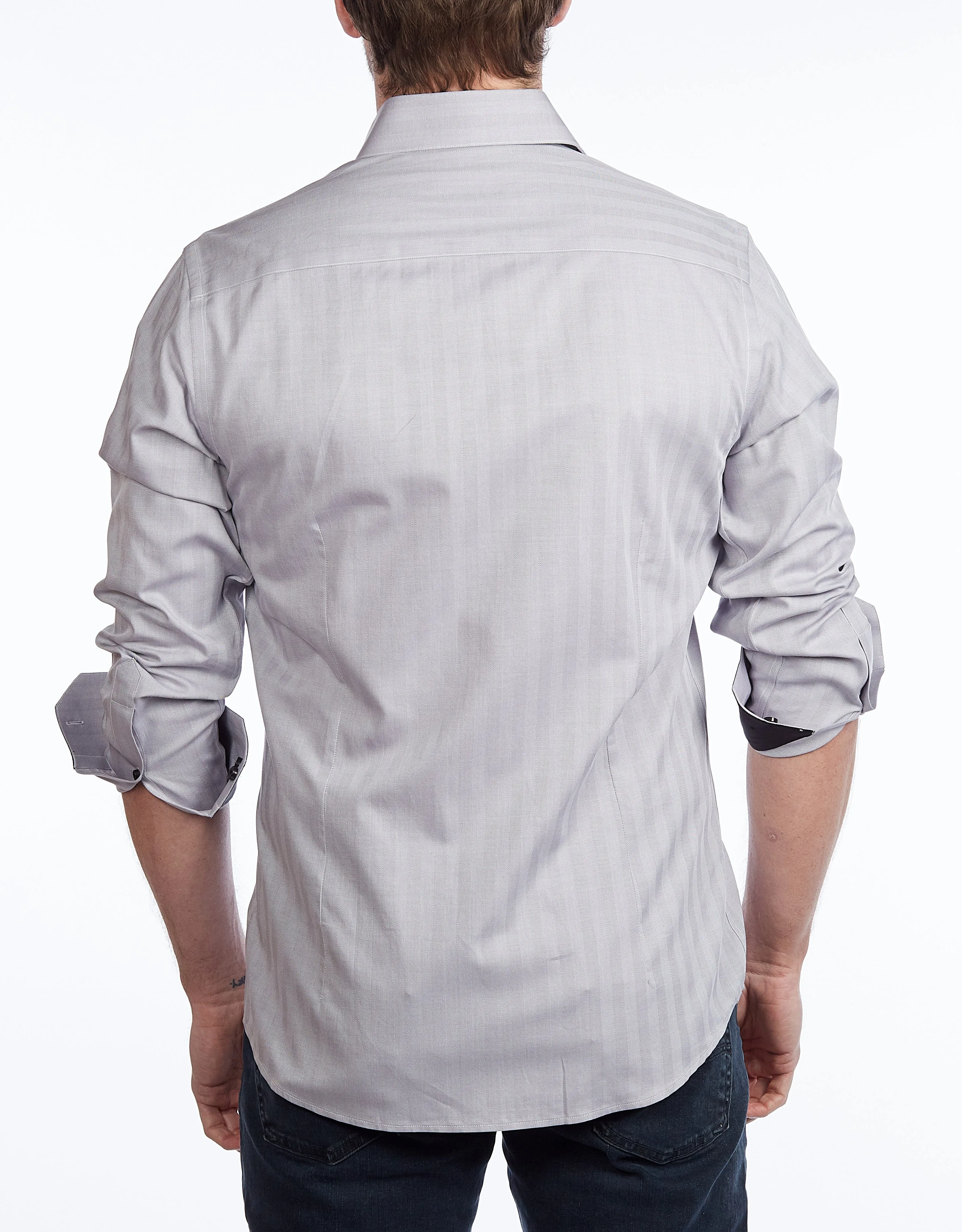 Contrast Collar Button-Up Shirt //  - Contemporary Fit - contrast  trimming - final sale