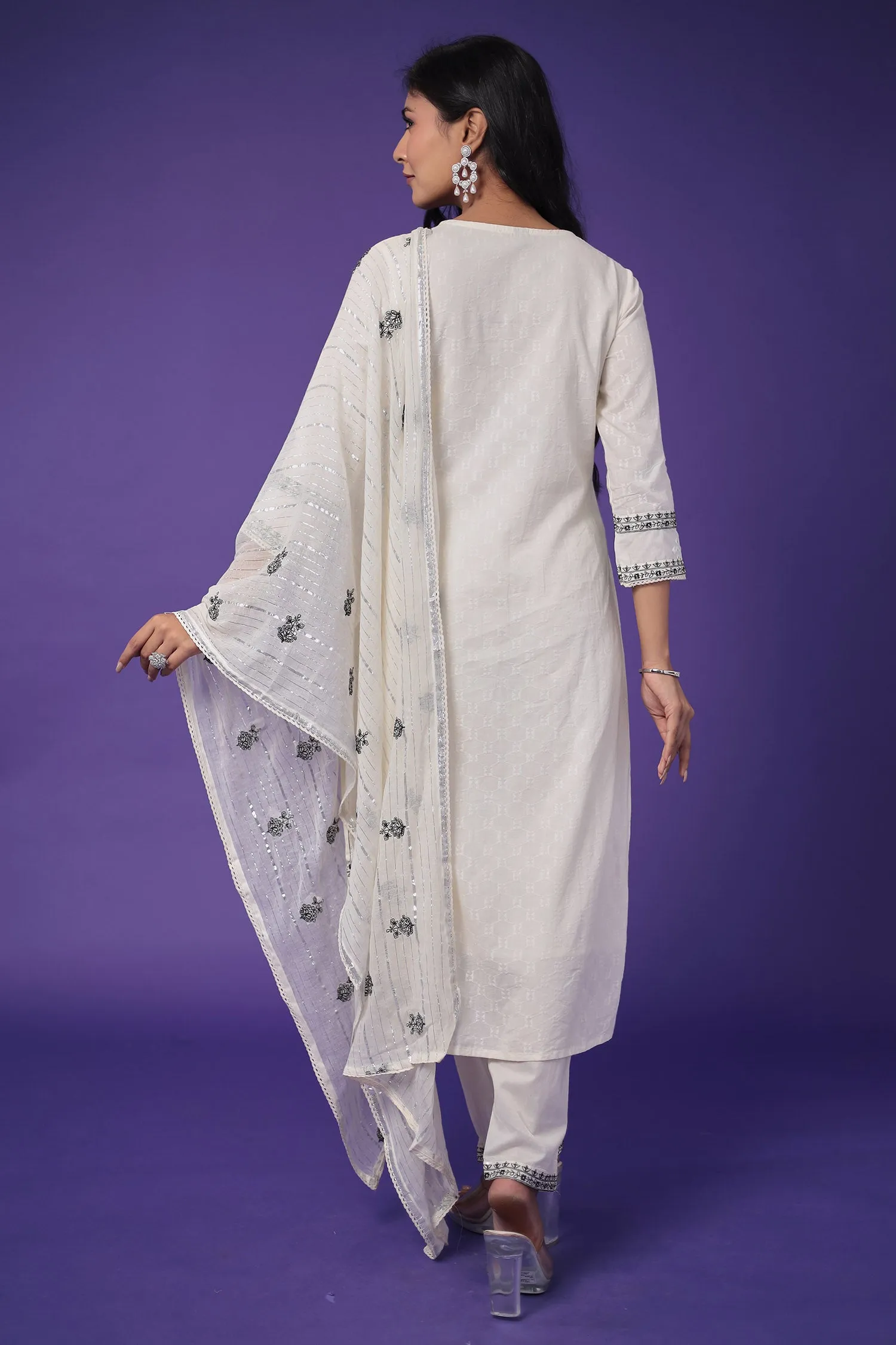 Cotton Kurta Set Stitched with Embroidered work