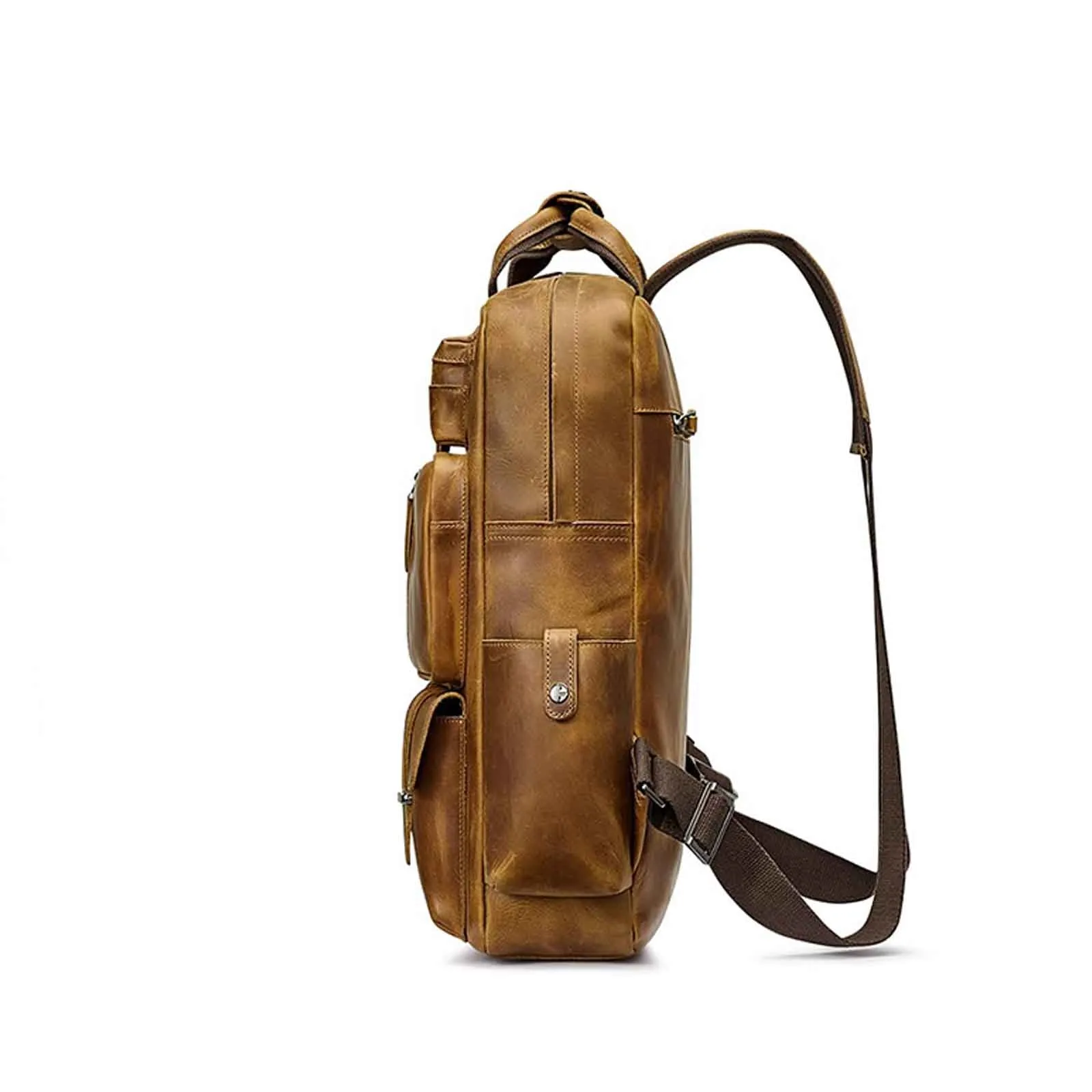 Crazy Horse Genuine Leather Travel Backpack for Men