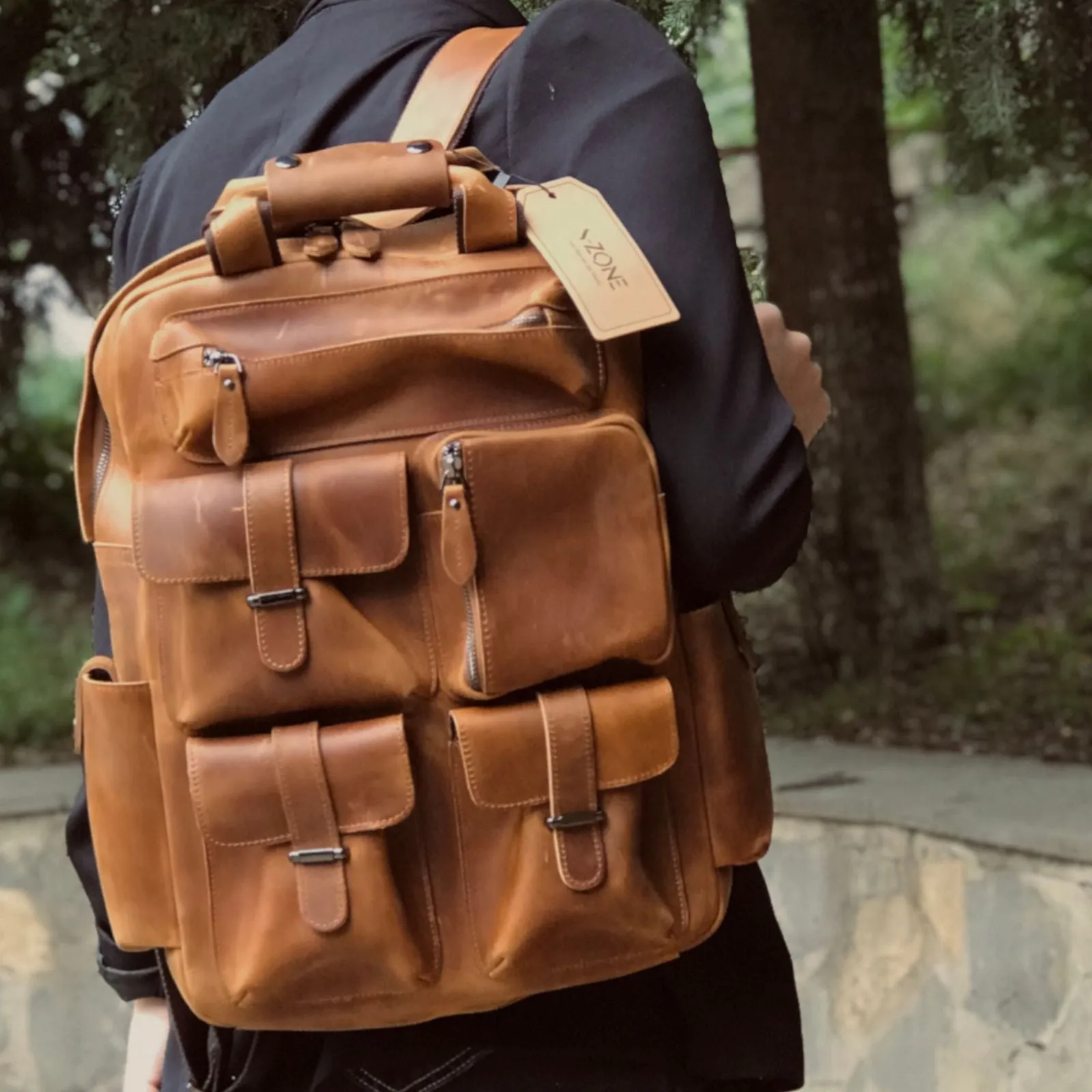 Crazy Horse Genuine Leather Travel Backpack for Men