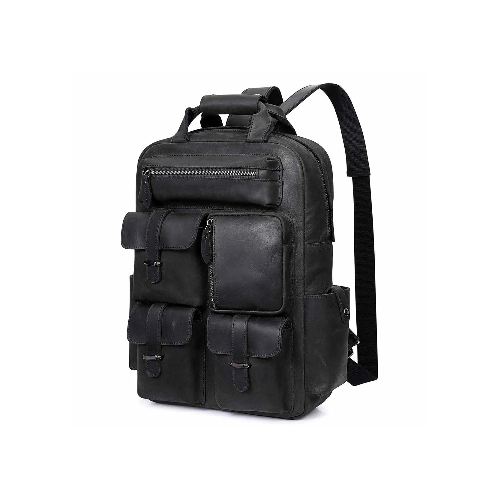 Crazy Horse Genuine Leather Travel Backpack for Men