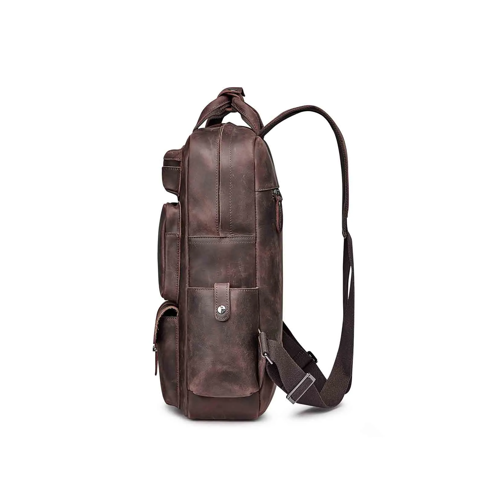 Crazy Horse Genuine Leather Travel Backpack for Men