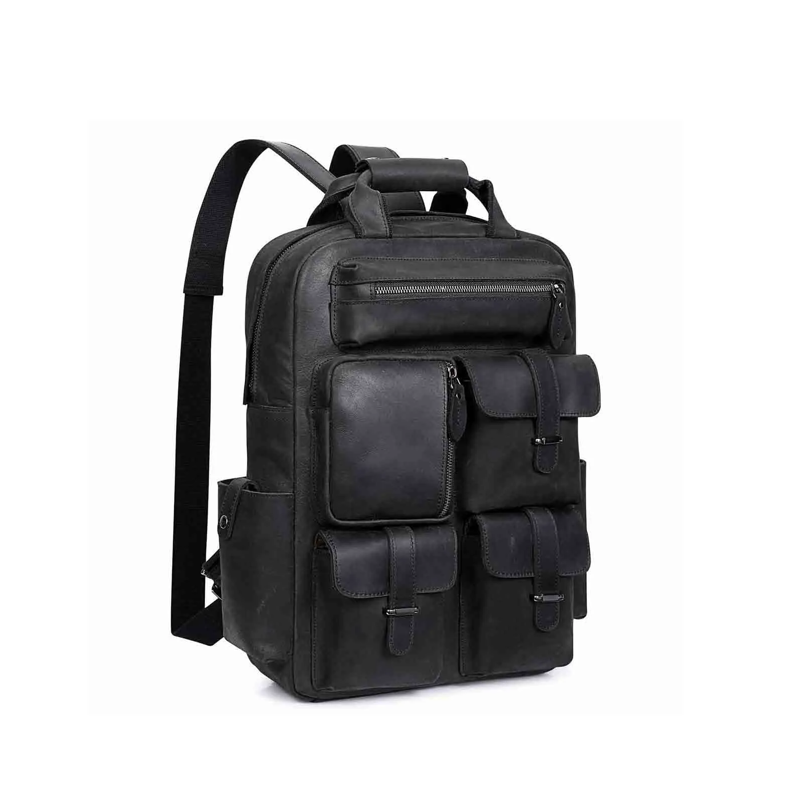 Crazy Horse Genuine Leather Travel Backpack for Men