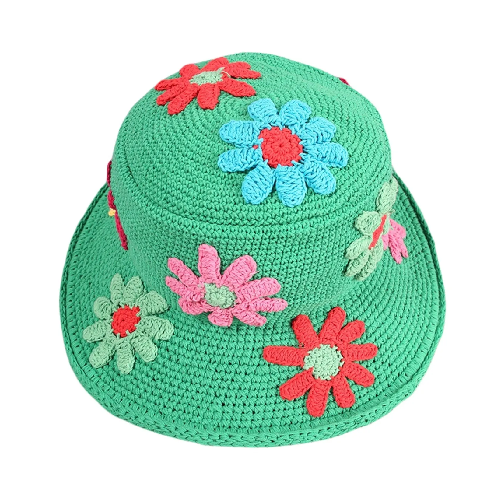 Crochet Daisies Bucket Hat 9 Different Colors And Styles Flowers Polka Dots Knitted Wide Brim Is Great Outdoor Sun Protection For Festivals