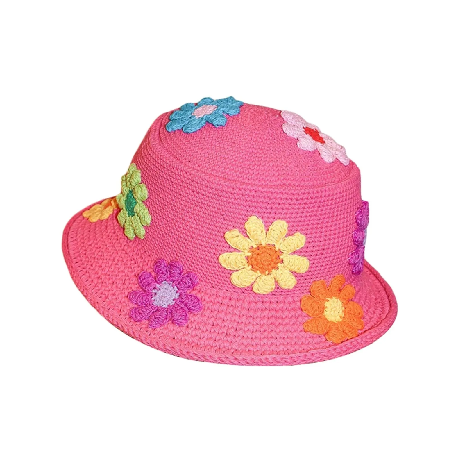 Crochet Daisies Bucket Hat 9 Different Colors And Styles Flowers Polka Dots Knitted Wide Brim Is Great Outdoor Sun Protection For Festivals