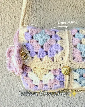 Crochet Tote Bag, Crochet Shoulder Bag - Cotton Candy