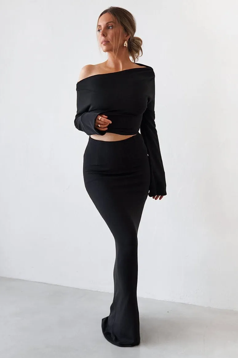 Cupro Maxi Skirt - Black