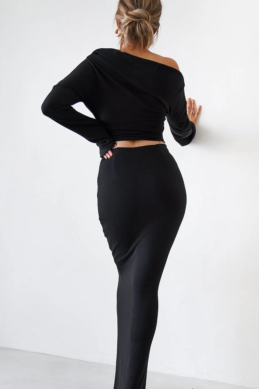 Cupro Maxi Skirt - Black