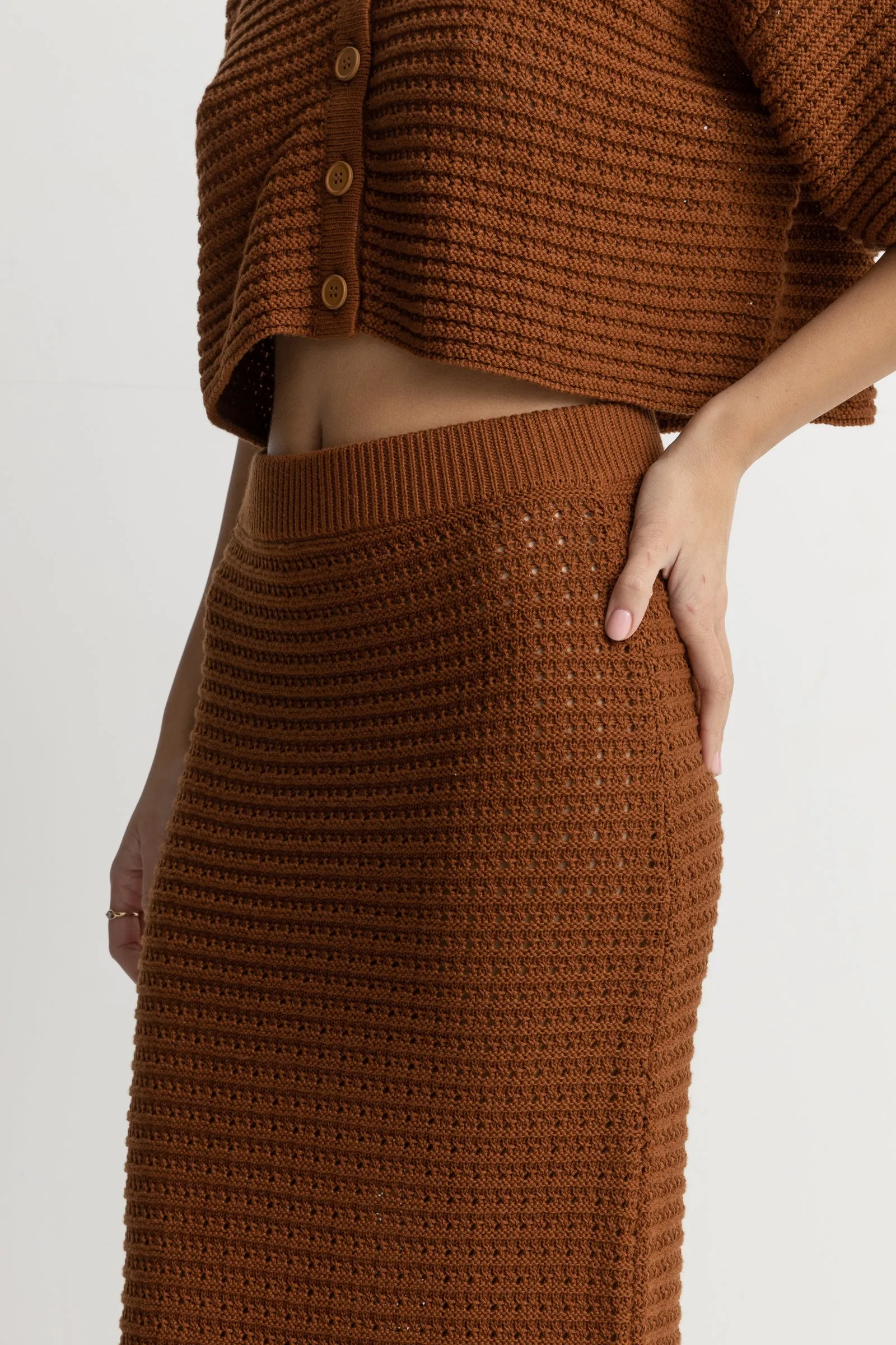 Evermore Knit Midi Skirt Caramel