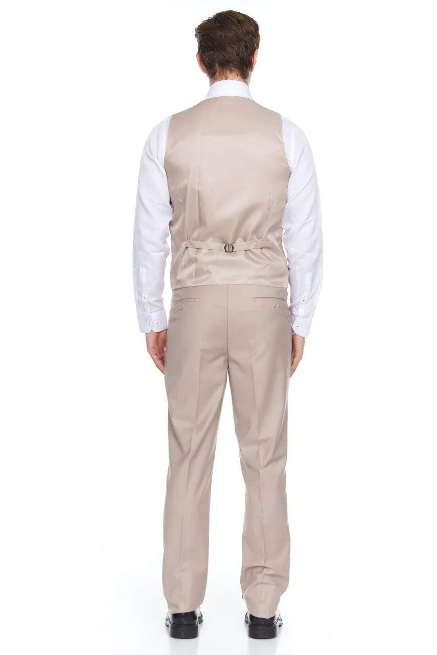 Ferera Collection-Men's 3 Piece Modern Fit Suit Color Tan