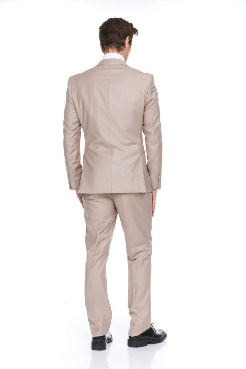 Ferera Collection-Men's 3 Piece Modern Fit Suit Color Tan