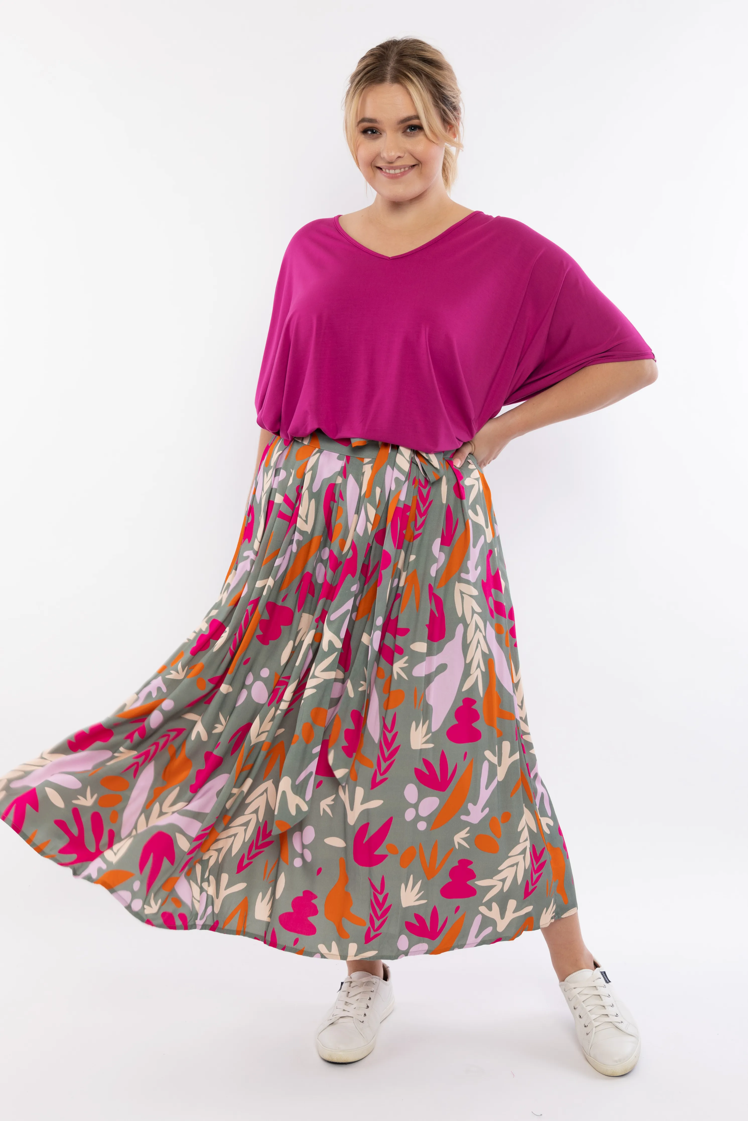 FINAL SALE Twirl Tie Skirt in Coral Cove