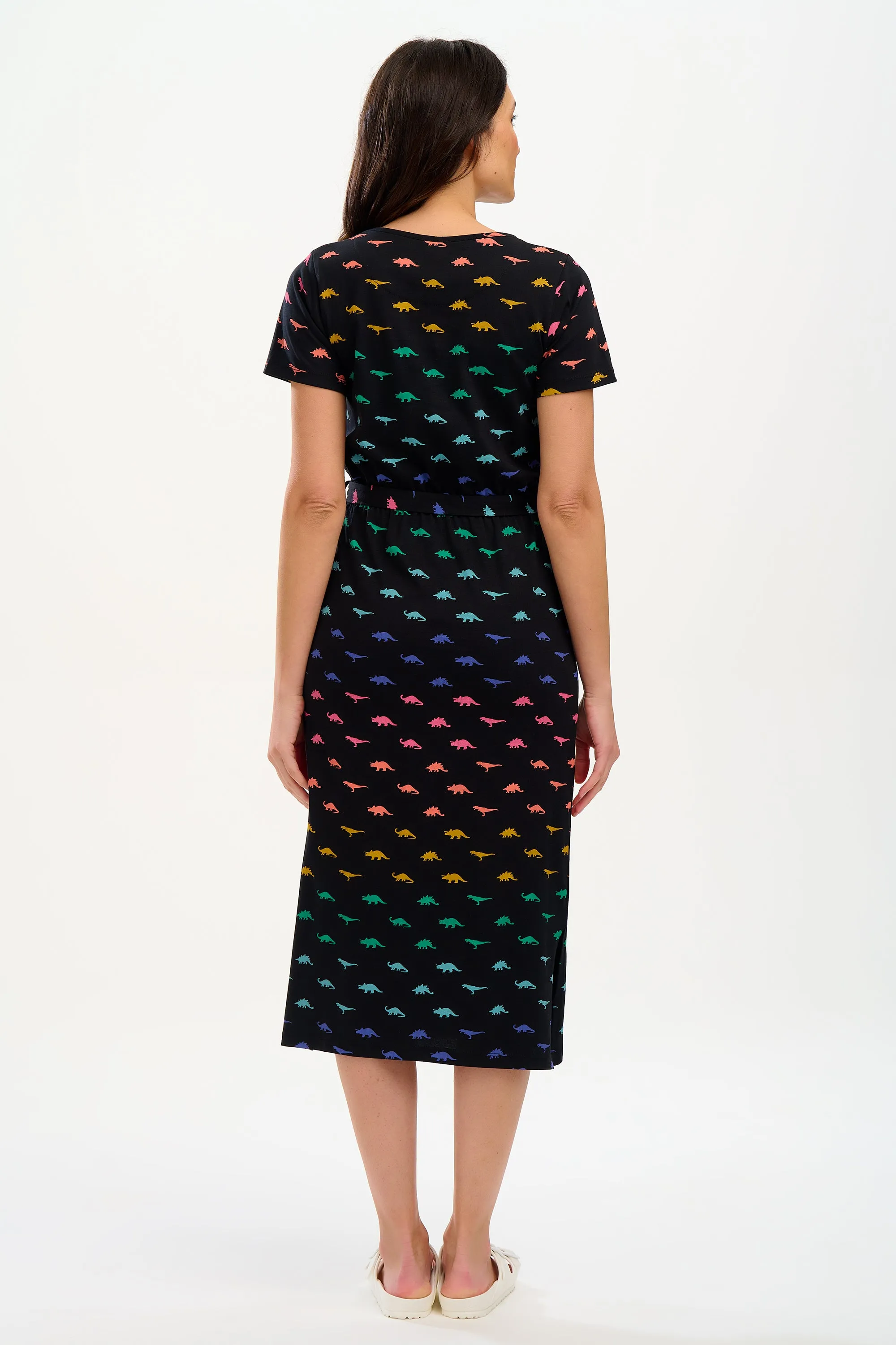 Flissy Jersey Midi Dress - Black, Jurassic Jive Rainbow