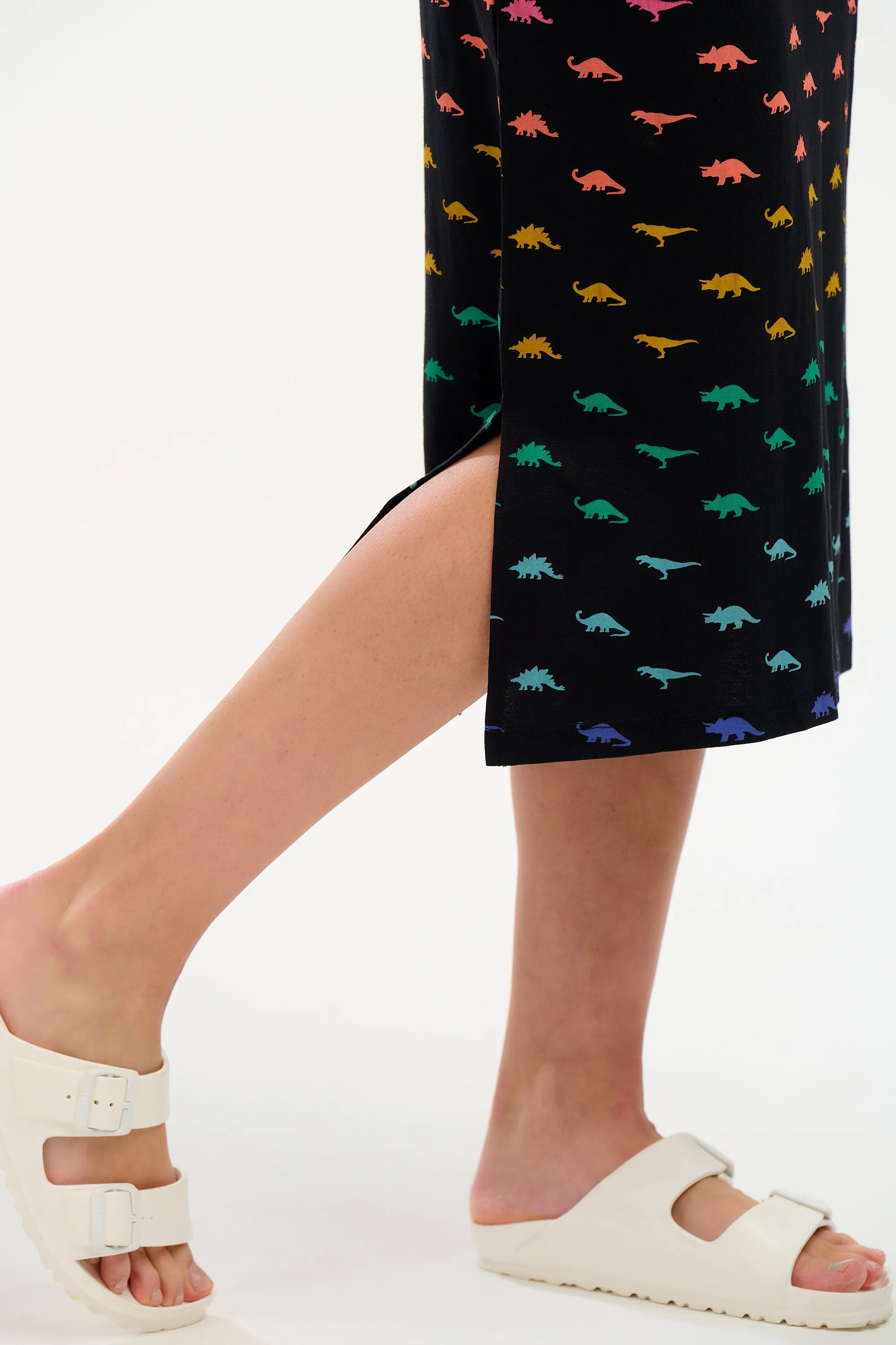 Flissy Jersey Midi Dress - Black, Jurassic Jive Rainbow