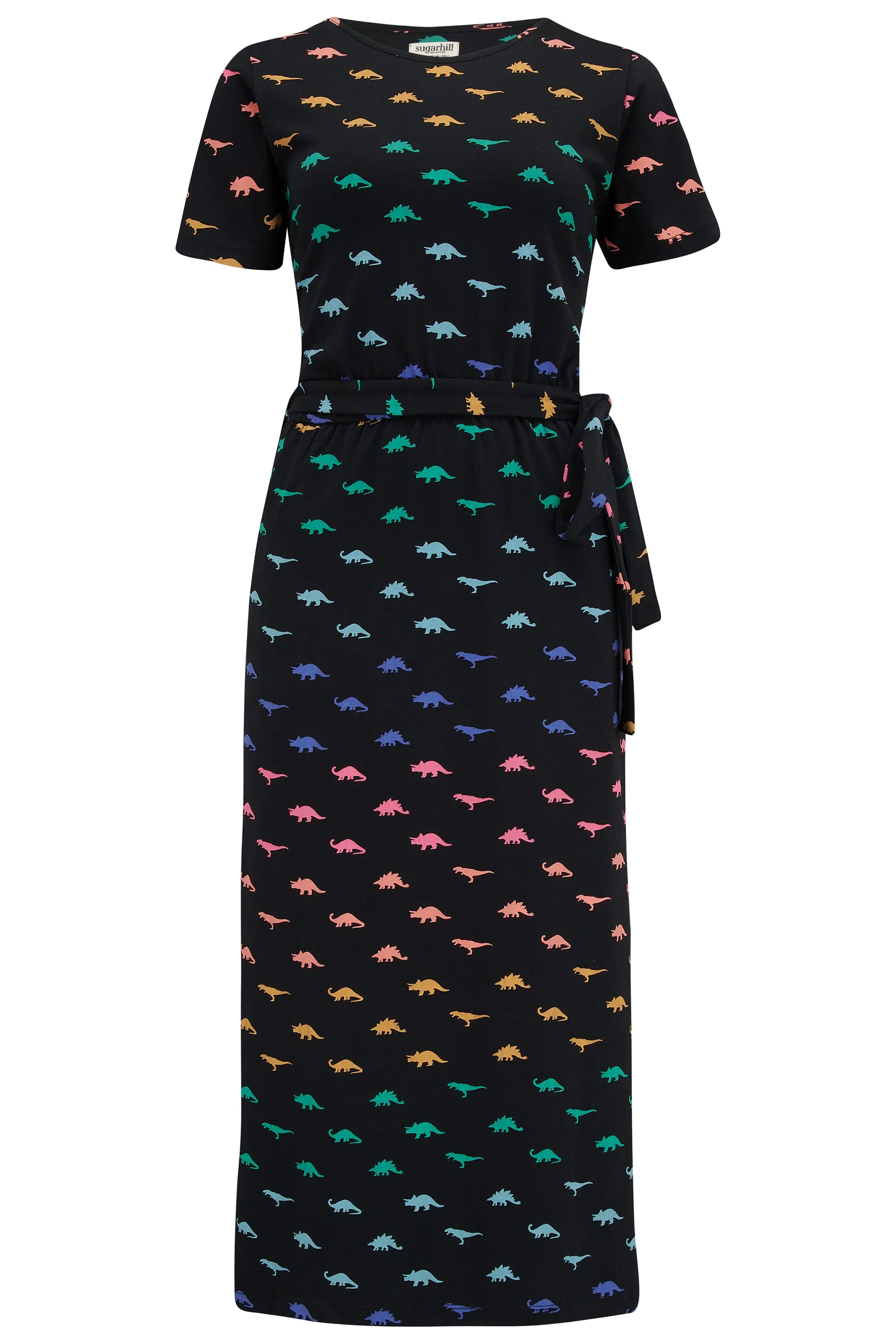 Flissy Jersey Midi Dress - Black, Jurassic Jive Rainbow