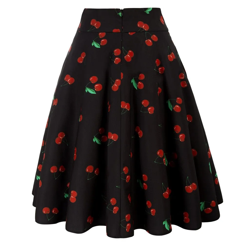 Floral Patterns Women's High Waist A-Line Pockets Skirt